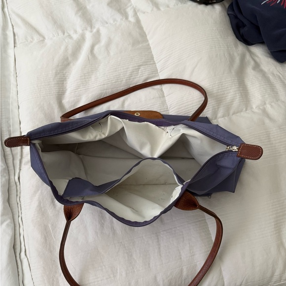 Longchamp Blue and Brown Shoulder Bag with Leather Accents - Picture 6 of 7